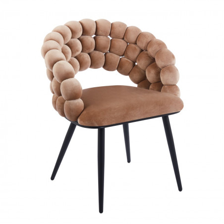 Chaise Bubble velours cappuccino & pieds aspect noir – Confort design