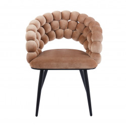 Chaise Bubble velours cappuccino & pieds aspect noir – Confort design