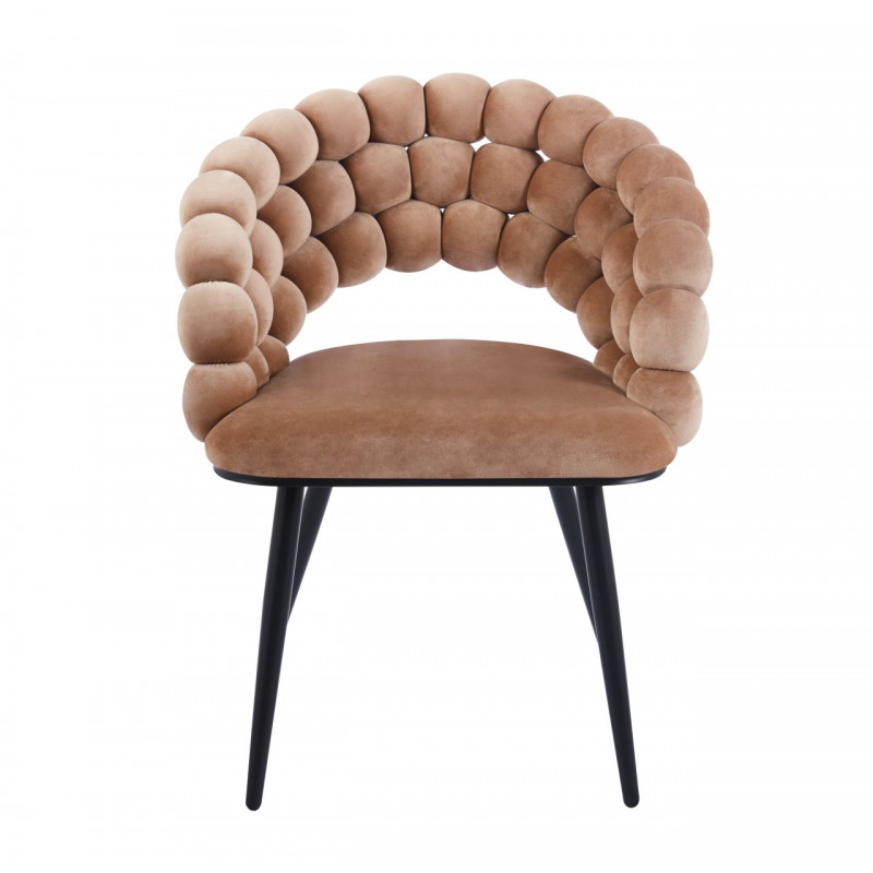 Chaise Bubble velours cappuccino & pieds aspect noir – Confort design
