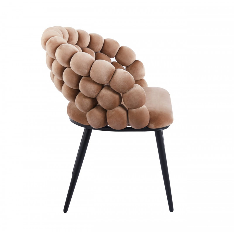 Chaise Bubble velours cappuccino & pieds aspect noir – Confort design