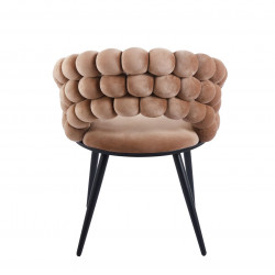 Chaise Bubble velours cappuccino & pieds aspect noir – Confort design