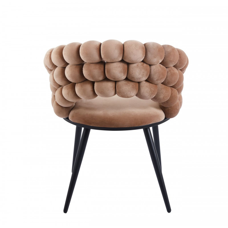 Chaise Bubble velours cappuccino & pieds aspect noir – Confort design