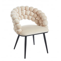 Chaise Bubble velours beige & pieds aspect noir – Design Golddeco