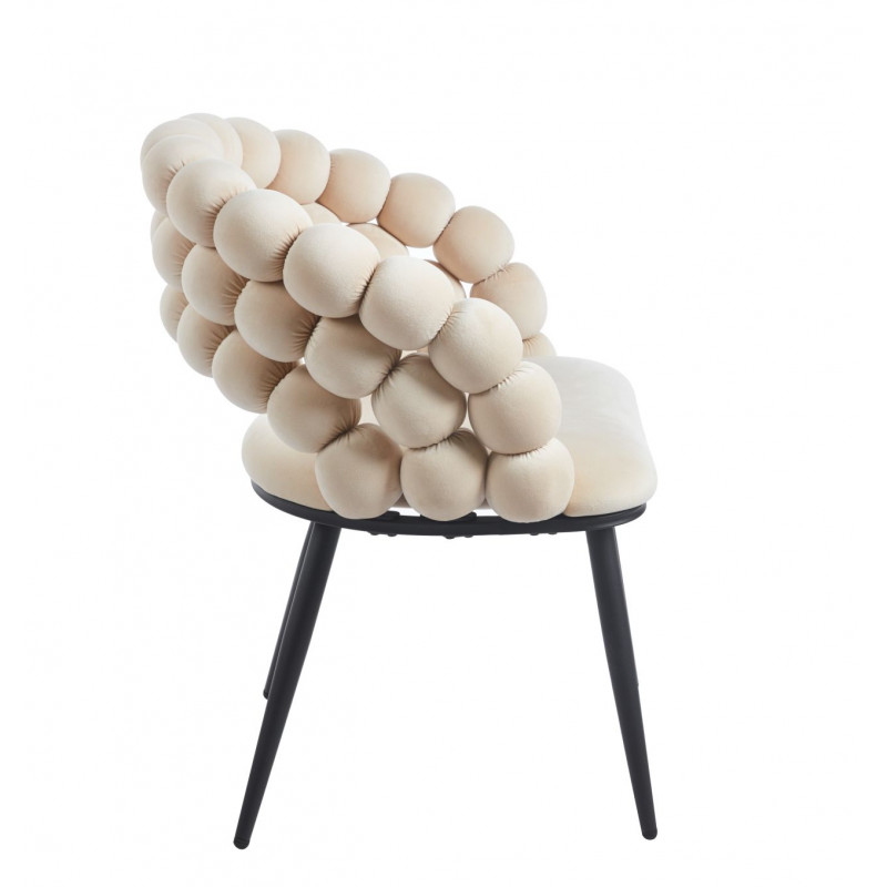 Chaise Bubble velours beige & pieds aspect noir – Design Golddeco