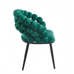Chaise design Bubble vert velours – Pieds métal noir – Golddeco