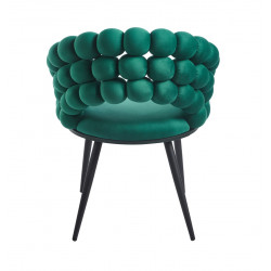 Chaise design Bubble vert velours – Pieds métal noir – Golddeco
