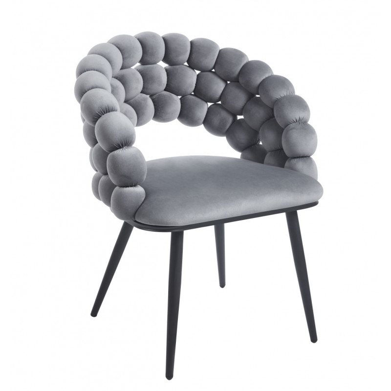 Chaise design Bubble vert velours – Pieds aspect métal noir – Golddeco