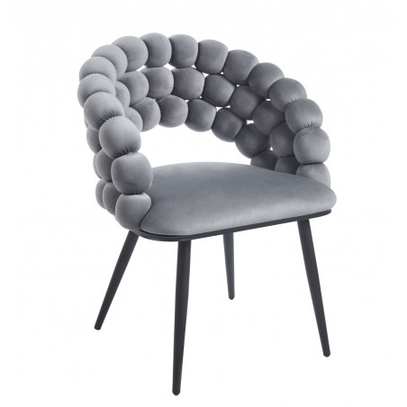 Chaise design Bubble vert velours – Pieds aspect métal noir – Golddeco