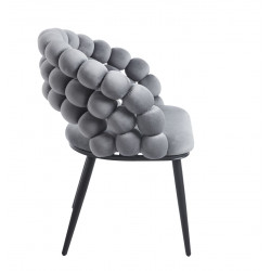 Chaise design Bubble vert velours – Pieds aspect métal noir – Golddeco