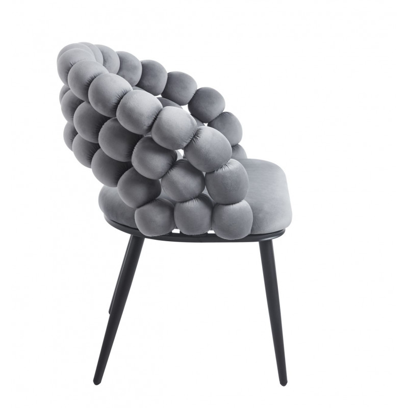 Chaise design Bubble vert velours – Pieds aspect métal noir – Golddeco