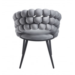 Chaise design Bubble vert velours – Pieds aspect métal noir – Golddeco