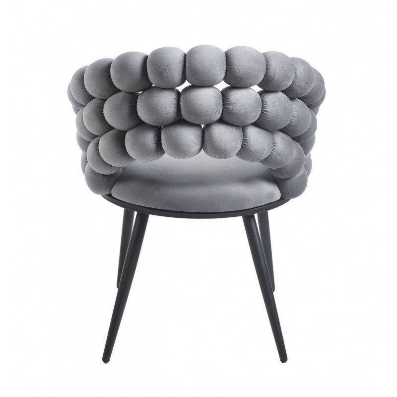 Chaise design Bubble vert velours – Pieds aspect métal noir – Golddeco