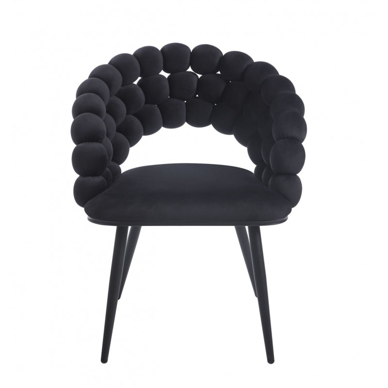 Chaise Bubble velours noir & structure noire – Style design Golddeco
