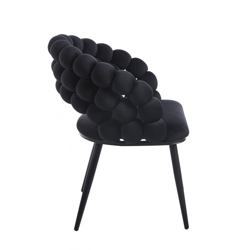 Chaise Bubble velours noir & structure noire – Style design Golddeco