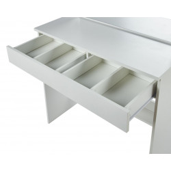 Coiffeuse LED Blanche – Miroir Hollywood & 2 Tiroirs | Golddeco