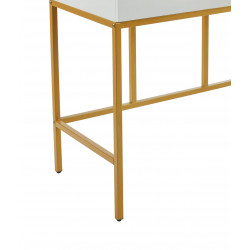 Coiffeuse LED Blanche & Dorée – Miroir Hollywood | Golddeco