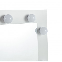 Coiffeuse LED Blanche & Dorée – Miroir Hollywood | Golddeco