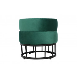 Pouf de rangement Akord – Velours vert & métal noir