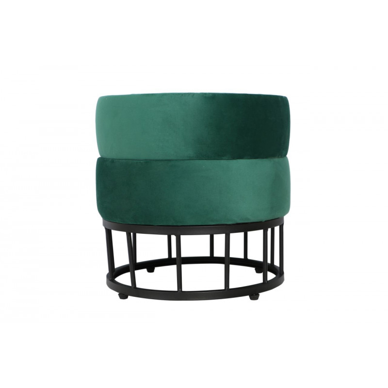 Pouf de rangement Akord – Velours vert & métal noir
