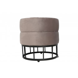 Pouf de rangement Akord – Velours gris taupe & métal noir