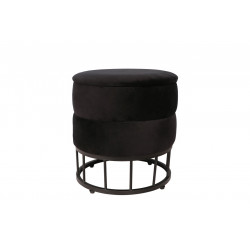 Pouf de rangement Akord – Velours noir & métal noir