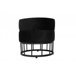Pouf de rangement Akord – Velours noir & métal noir