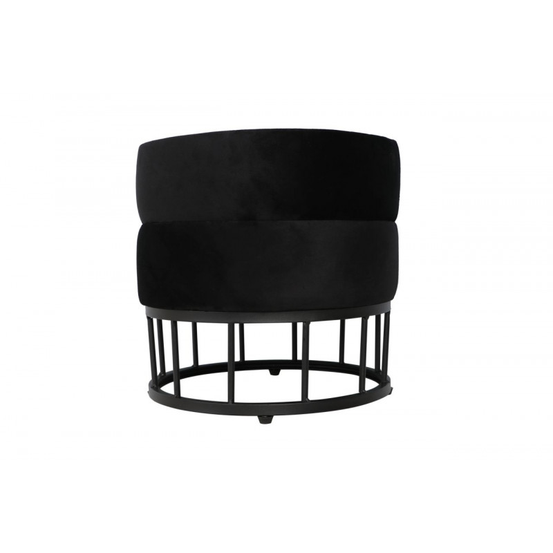 Pouf de rangement Akord – Velours noir & métal noir