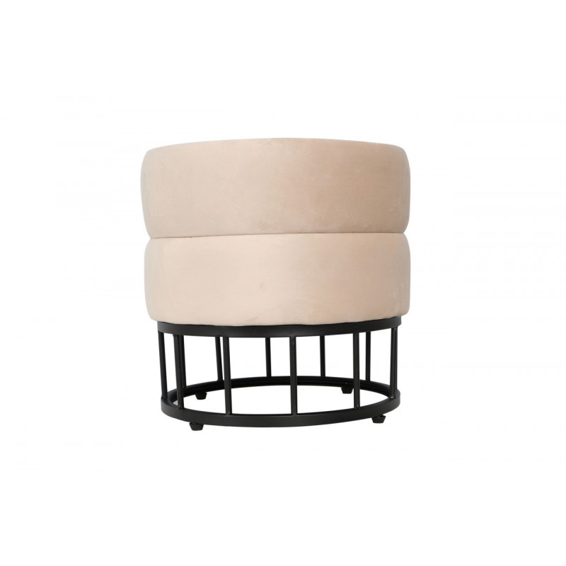 Pouf de rangement Akord – Velours beige & métal noir