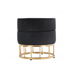 Pouf de rangement Akord – Velours noir & base dorée