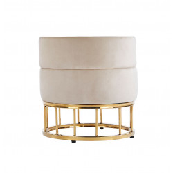 Pouf de rangement Akord – Velours beige & base or mat