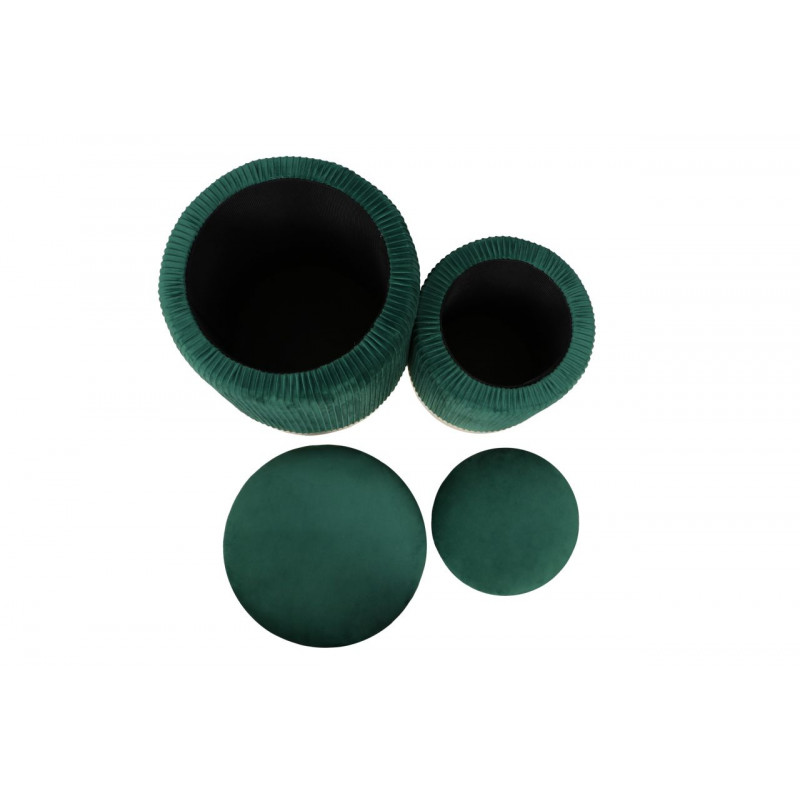 Poufs gigognes Calipso (lot de 2) – Velours vert & doré