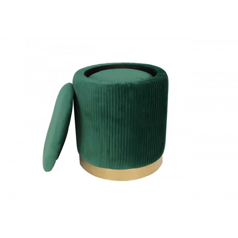 Poufs gigognes Calipso (lot de 2) – Velours vert & doré