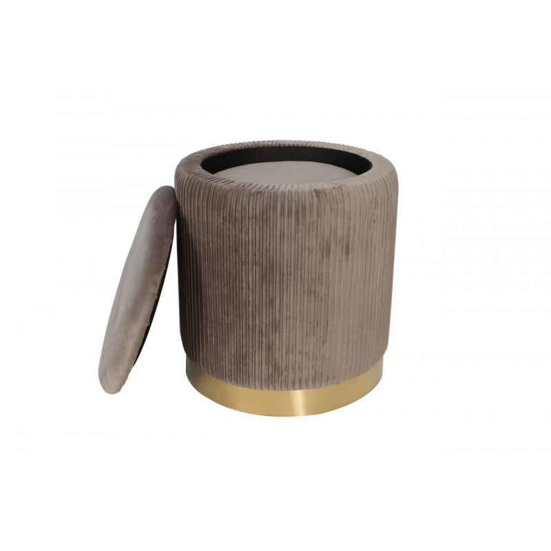 Poufs gigognes Calipso (lot de 2) – Velours gris taupe & doré