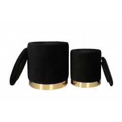 Poufs gigognes Calipso (lot de 2) – Velours noir & doré
