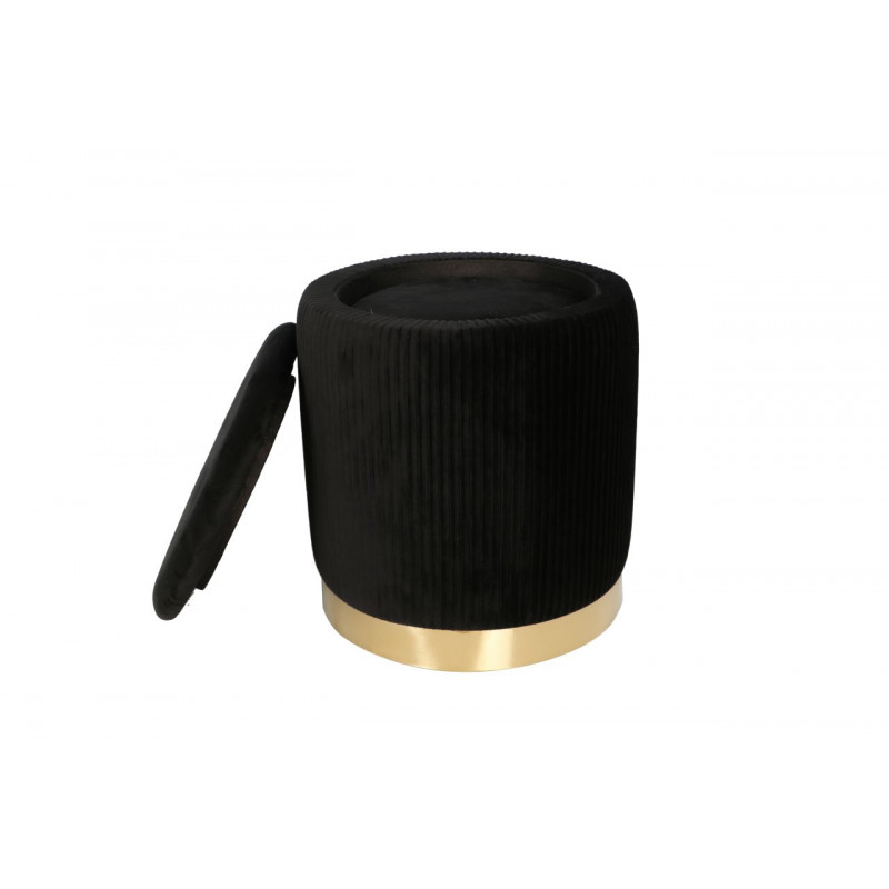 Poufs gigognes Calipso (lot de 2) – Velours noir & doré