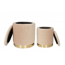 Poufs gigognes Calipso (lot de 2) – Velours beige & doré