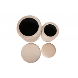 Poufs gigognes Calipso (lot de 2) – Velours beige & doré