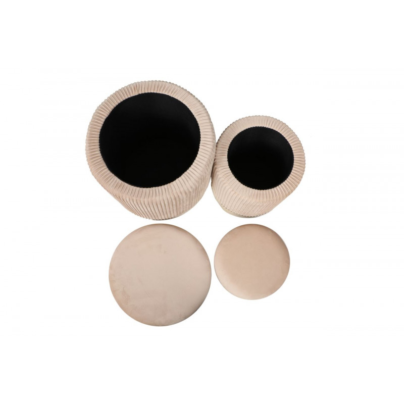 Poufs gigognes Calipso (lot de 2) – Velours beige & doré
