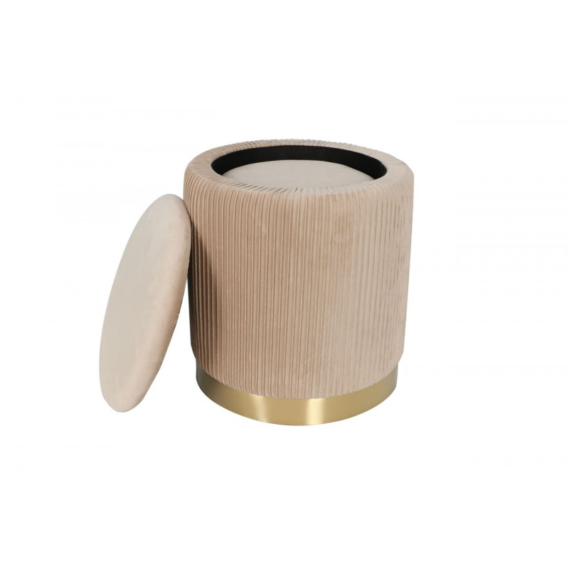 Poufs gigognes Calipso (lot de 2) – Velours beige & doré