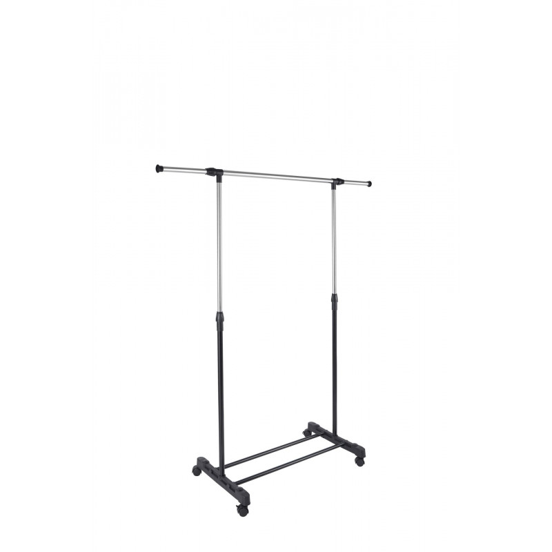 Portant à vêtements réglable – Barre extensible métal chromé & structure noire | Golddeco