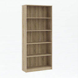 Bibliothèque aspect chêne Sonoma – 5 étagères larges 80 cm | Golddeco