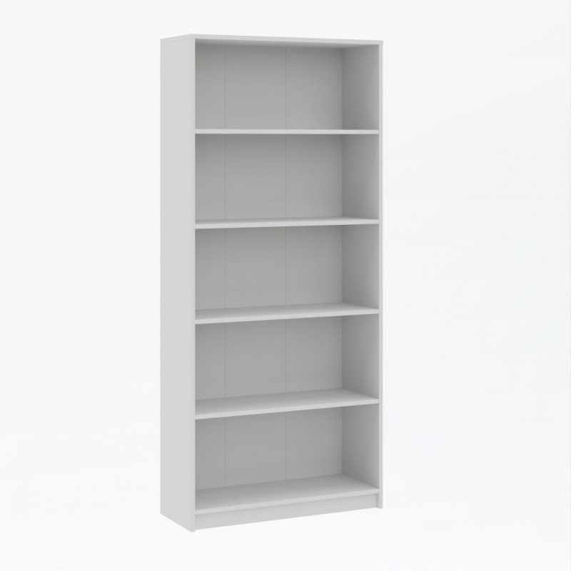 Bibliothèque blanche PURE – 5 étagères larges 80 cm | Golddeco