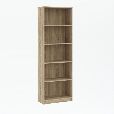 Bibliothèque aspect chêne Sonoma – 5 étagères 60 cm | Golddeco