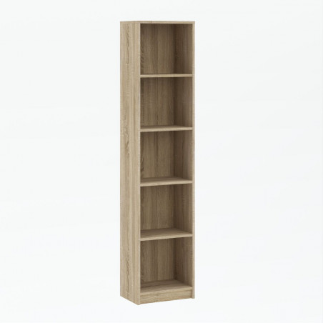 Bibliothèque aspect chêne Sonoma – 5 étagères 40 cm | Golddeco