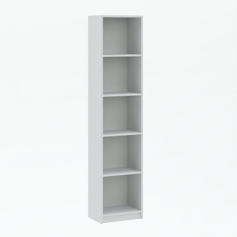 Bibliothèque blanche PURE – 5 étagères étroites 40 cm | Golddeco