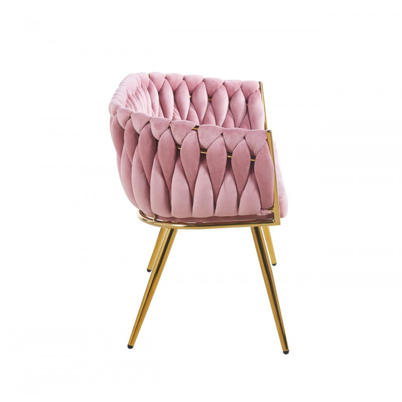 Canapé MAEVA en velours rose – Pieds dorés | Golddeco