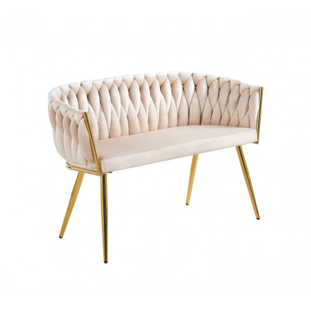 Canapé MAEVA en velours beige – Pieds dorés | Golddeco