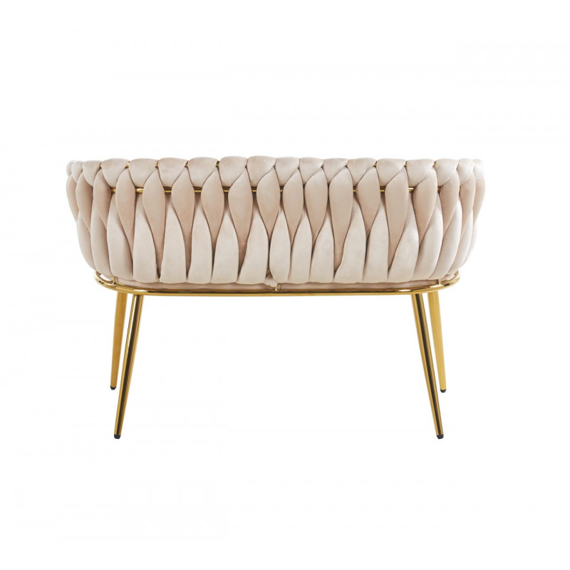 Canapé MAEVA en velours beige – Pieds dorés | Golddeco