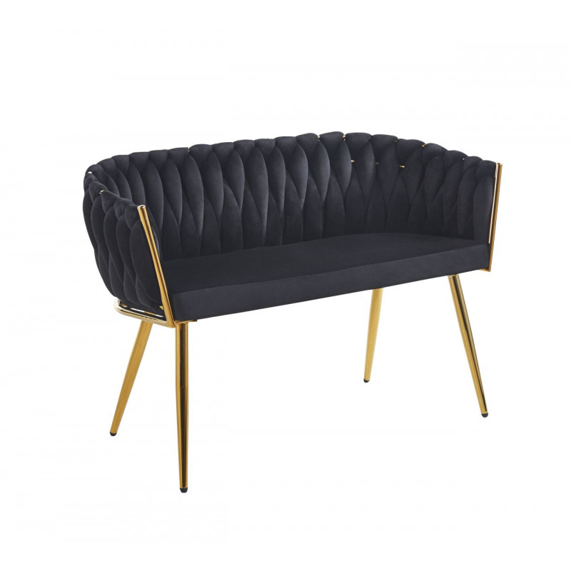 Canapé MAEVA en velours noir – Pieds dorés | Golddeco