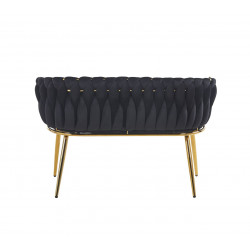 Canapé MAEVA en velours noir – Pieds dorés | Golddeco